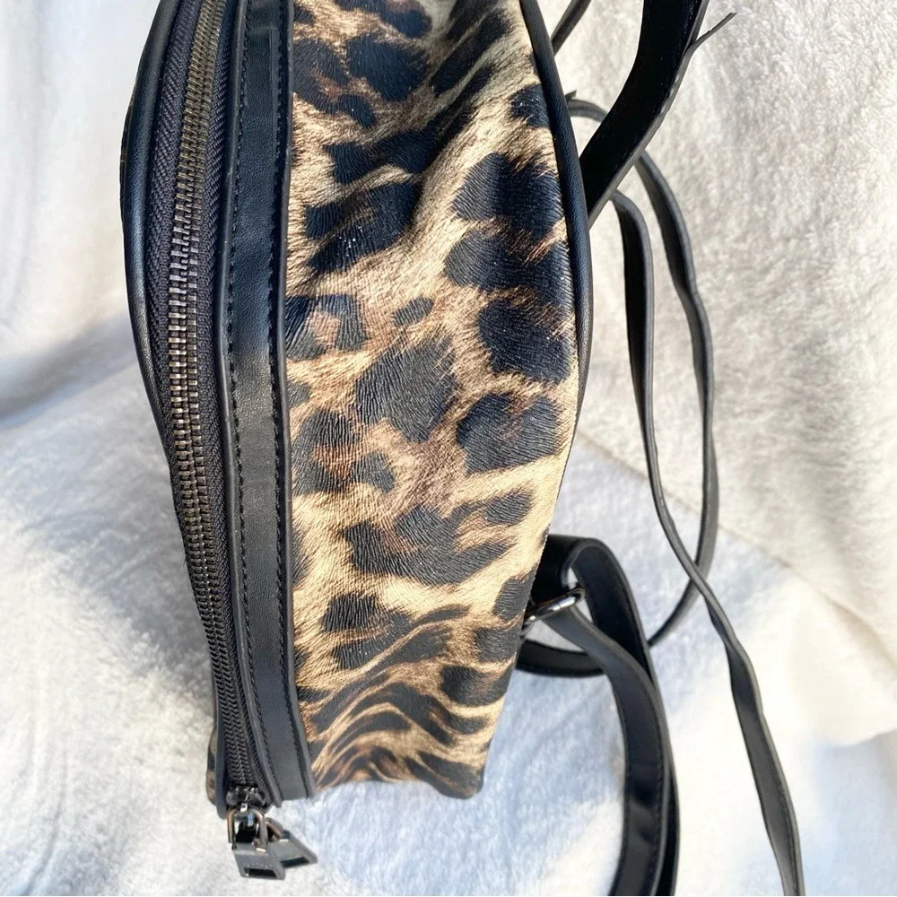VTG Bebe Brown and‎ Black Animal Print Backpack